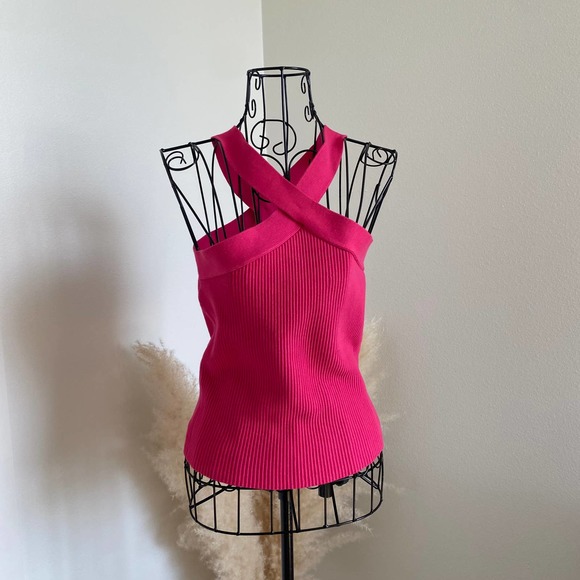 House of Harlow Tops - House of Harlow 1960 Pink Ribbed Halter Knit Tank NWT Large
